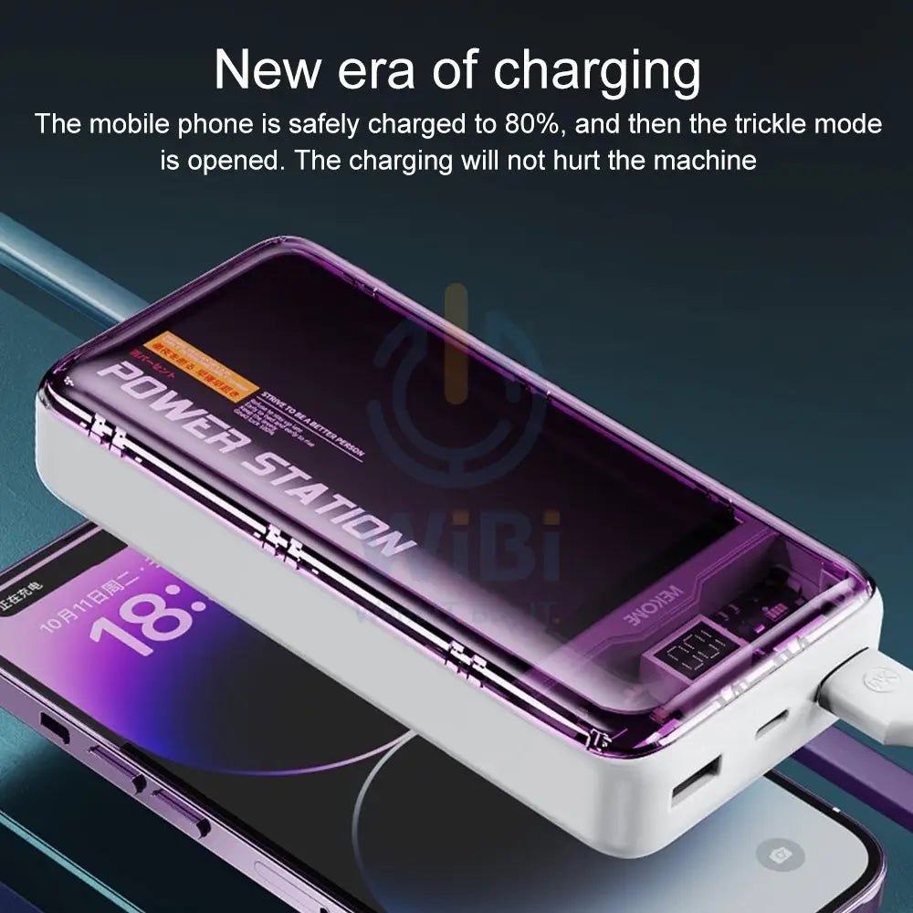 Wekome WP-349 20000mAh Pioneer 2 Generation Transparent Fast Charge Power Bank - Purple Accessories > Power Bank