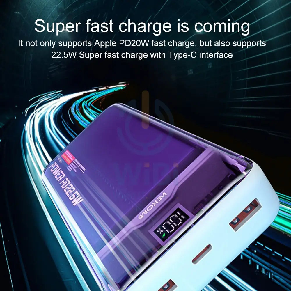 Wekome WP-349 20000mAh Pioneer 2 Generation Transparent Fast Charge Power Bank - Purple Accessories > Power Bank