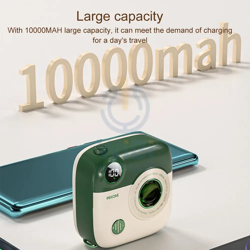 Wekome WP-365 Retro Series 10000mAh Camera 15W Magnetic Fast Charging Power Bank - Green & white Accessories > Power