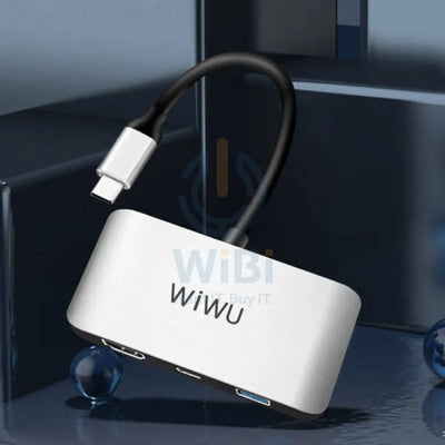 محول WiWU Alpha C2H عالي الدقة - USB 3.0 / Type-C / 4K HDMI / رمادي