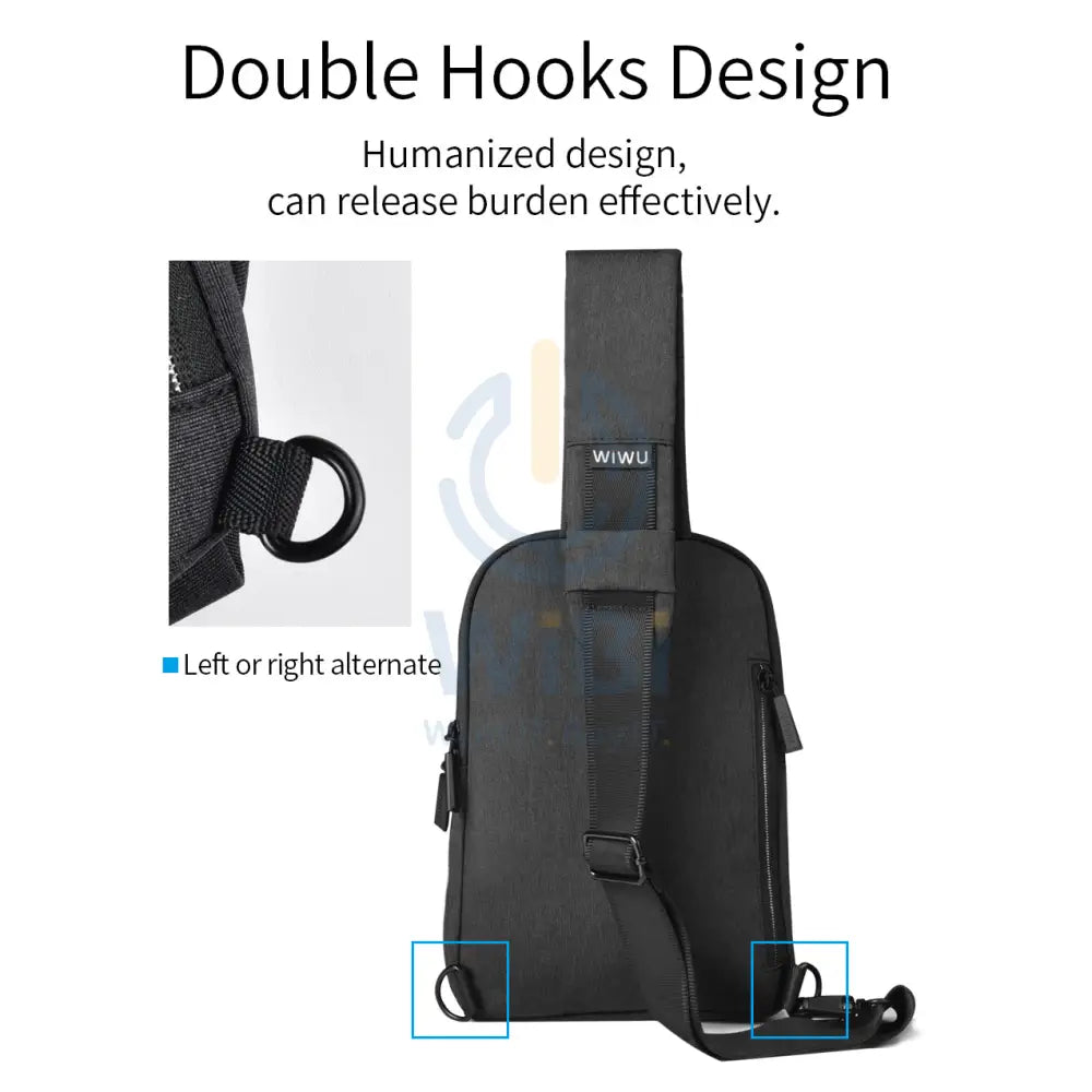 Wiwu Crossbody Sports Backpack With Usb Charging And Headphone Slots - Black Accessories > Mobiles & Tablets > Tablets