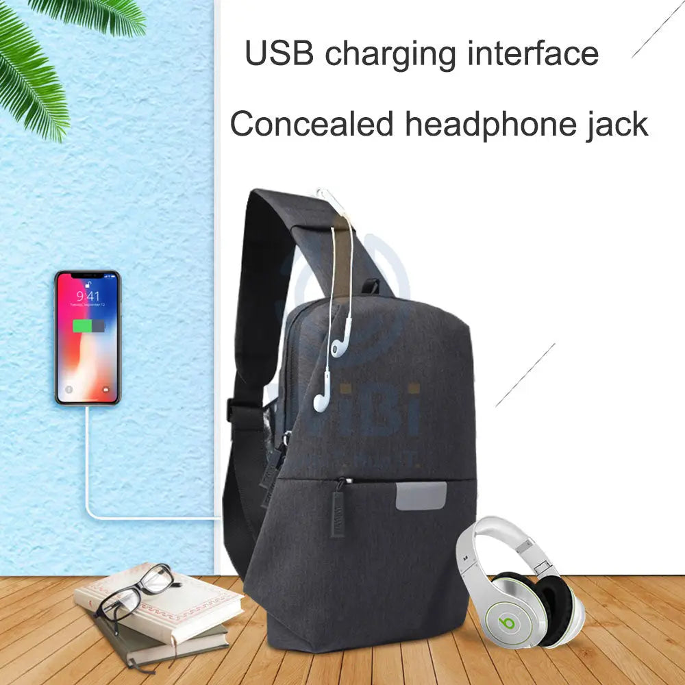 Wiwu Crossbody Sports Backpack With Usb Charging And Headphone Slots - Black Accessories > Mobiles & Tablets > Tablets