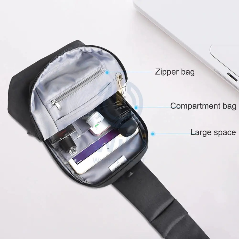Wiwu Crossbody Sports Backpack With Usb Charging And Headphone Slots - Black Accessories > Mobiles & Tablets > Tablets