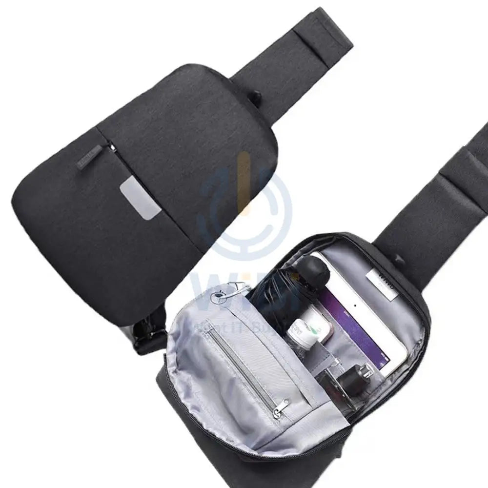 Wiwu Crossbody Sports Backpack With Usb Charging And Headphone Slots - Black Accessories > Mobiles & Tablets > Tablets