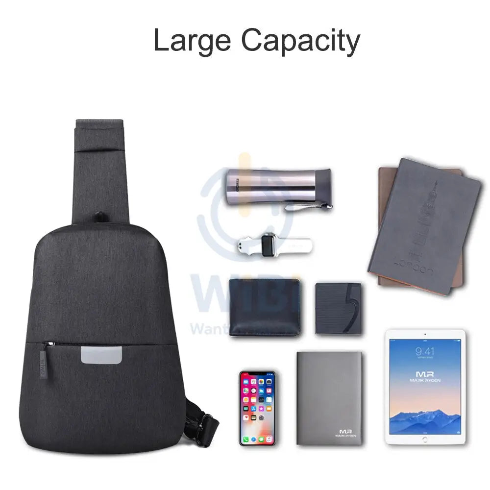 Wiwu Crossbody Sports Backpack With Usb Charging And Headphone Slots - Black Accessories > Mobiles & Tablets > Tablets