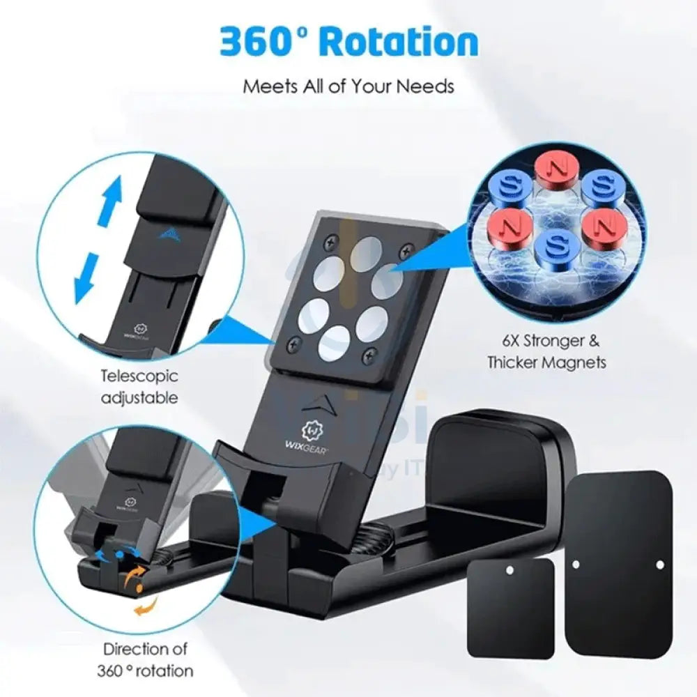 WIXGEAR Travel Magnetic 507 Phone Holder - Black Accessories > Mobiles & Tablets > Mobiles > Mobile Holder / Stands