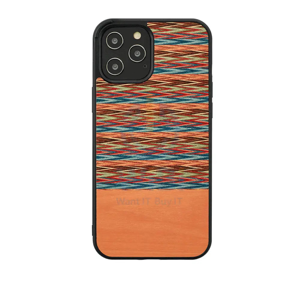 Wooden Case For iPhone 12 & 12 Pro - Browny Check Accessories > Mobiles & Tablets > Offer Zone