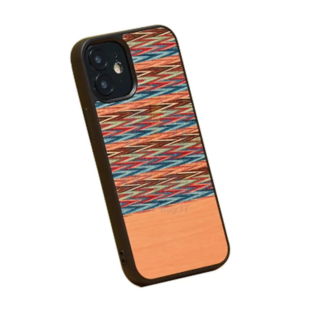 Wooden Case For iPhone 12 & 12 Pro - Browny Check Accessories > Mobiles & Tablets > Offer Zone