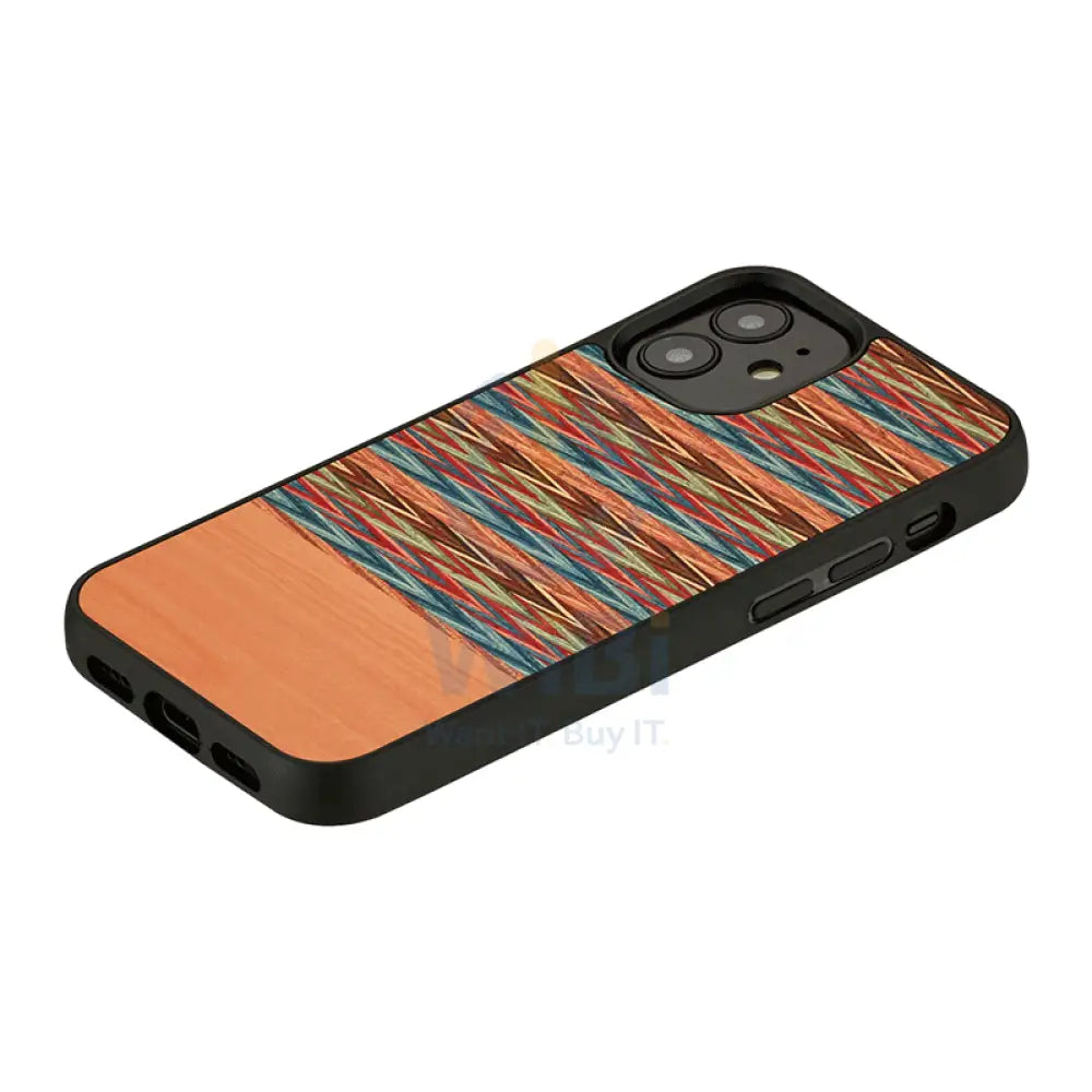 Wooden Case For iPhone 12 & 12 Pro - Browny Check Accessories > Mobiles & Tablets > Offer Zone