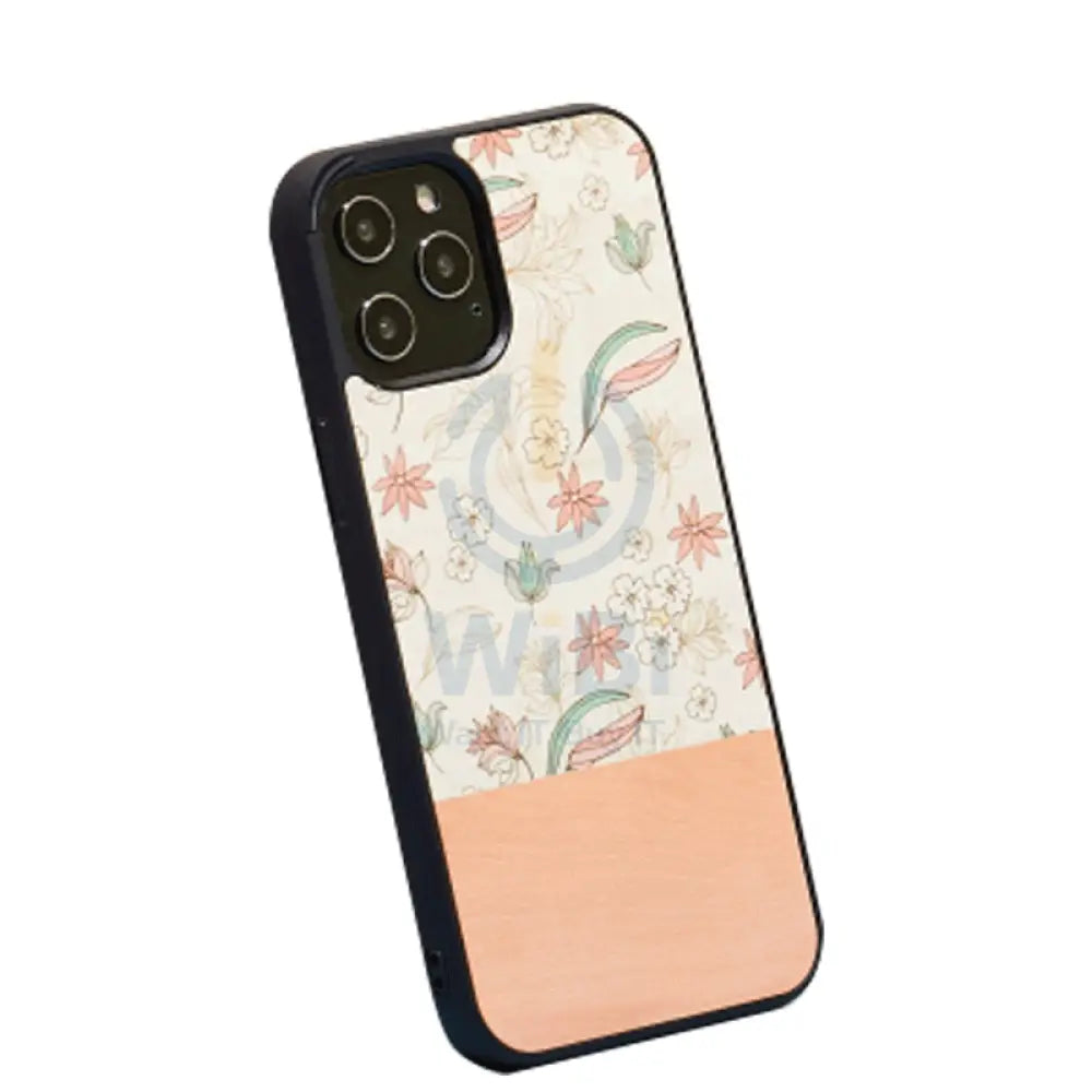 Wooden Case For iPhone 12 Pro Max - Pink Flower Accessories > Mobiles & Tablets > Offer Zone