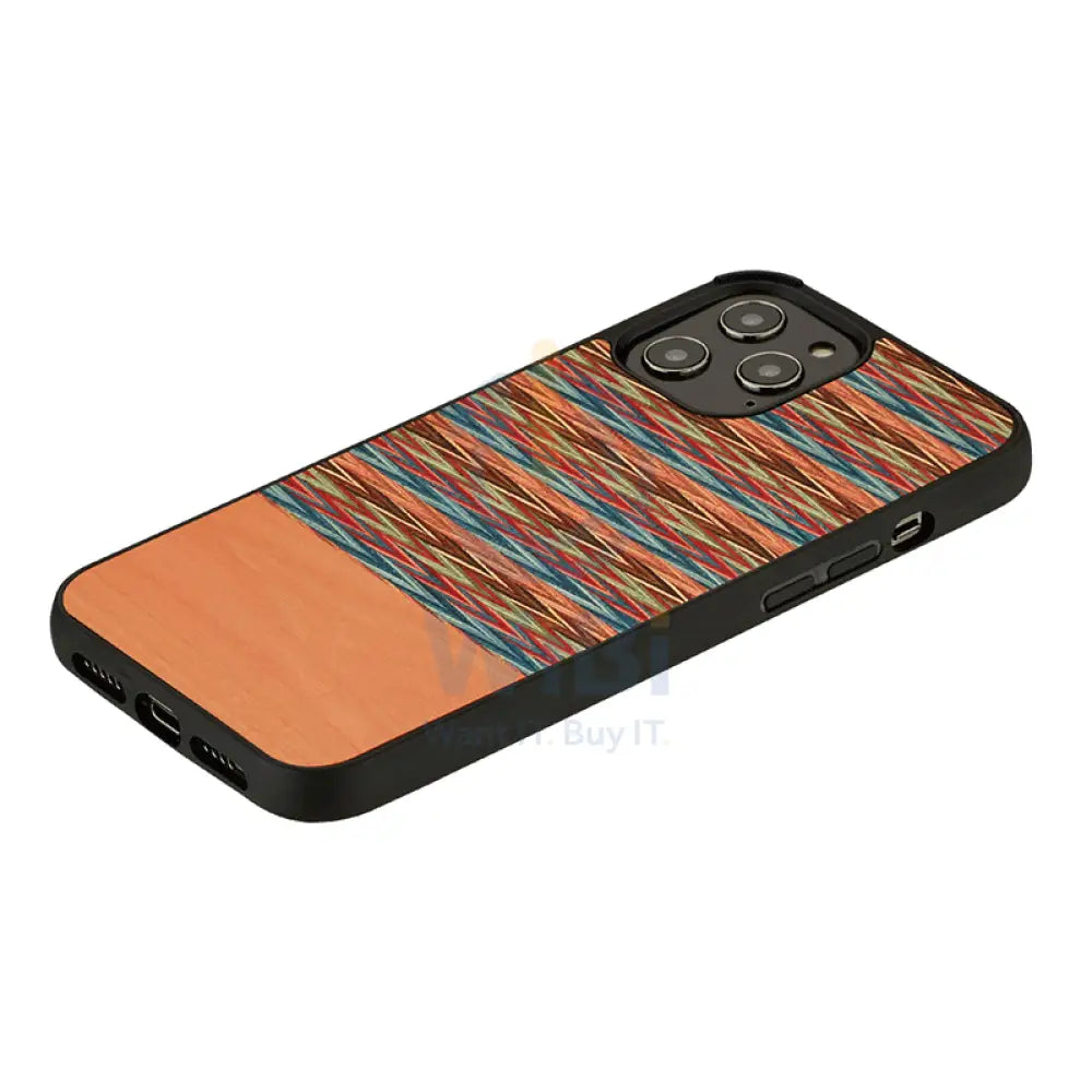 Wooden Cover For iPhone 13 Pro Max - Browny Check Accessories > Mobiles & Tablets > Offer Zone