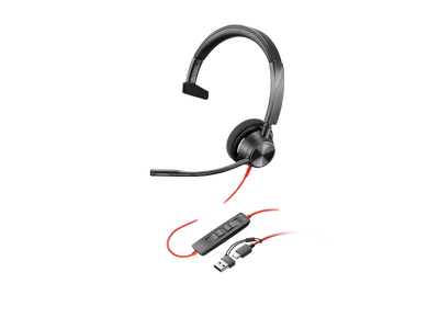 HP HP Poly Blackwire 3310 Monaural Microsoft Teams Certified USB-C Headset - USB-C/A Adapter