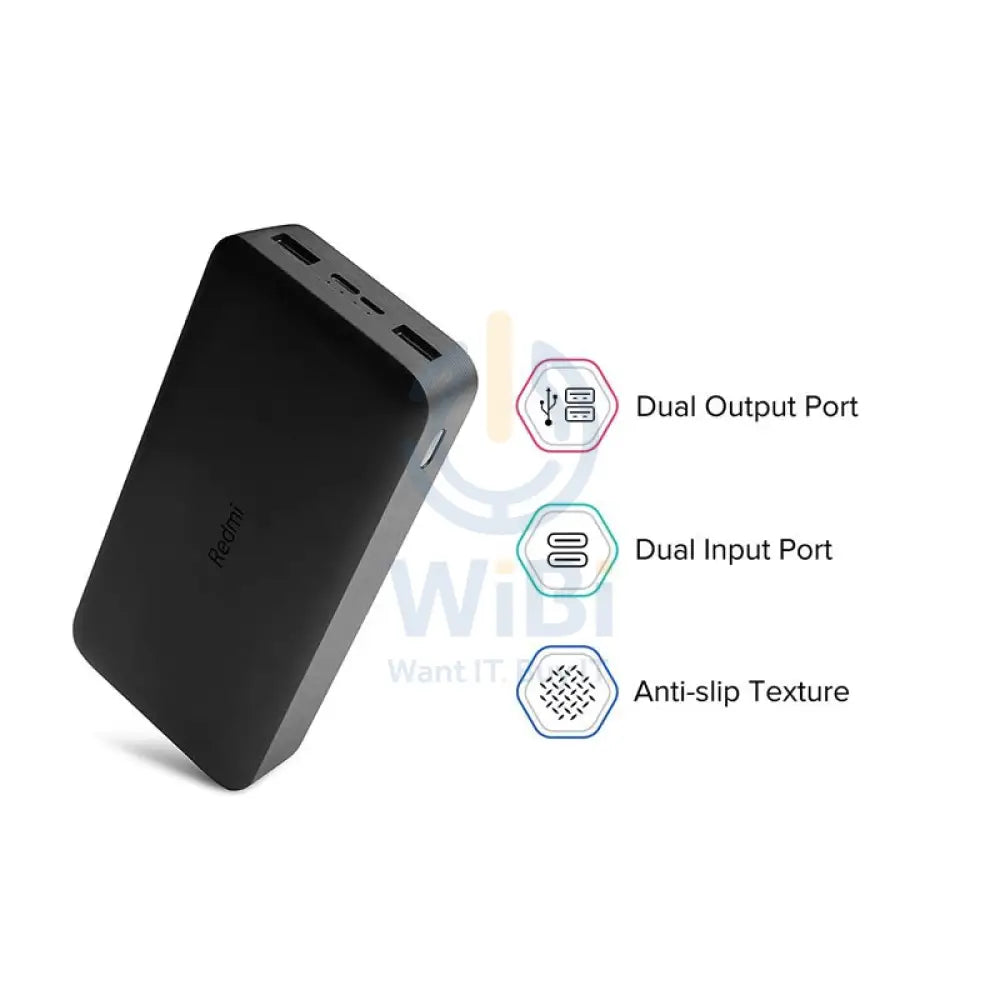 بنك شاومي طاقة ريدمي - 20000 مللي أمبير / أسود اكسسوارات > بنك طاقة