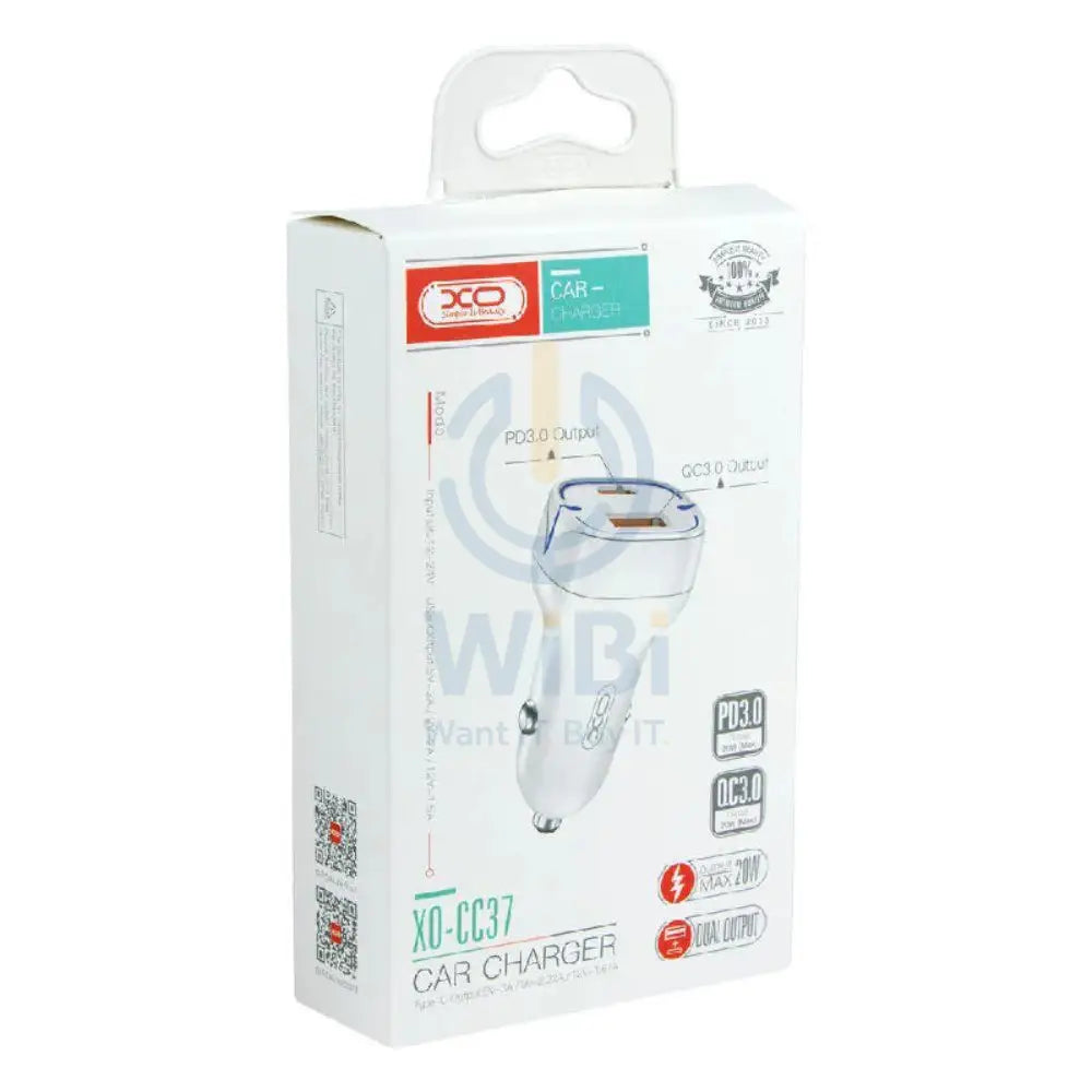 XO CC37 Fast Car Charger - USB-C / USB-A / 20W / White Accessories > Mobiles & Tablets > Mobiles > Car Chargers