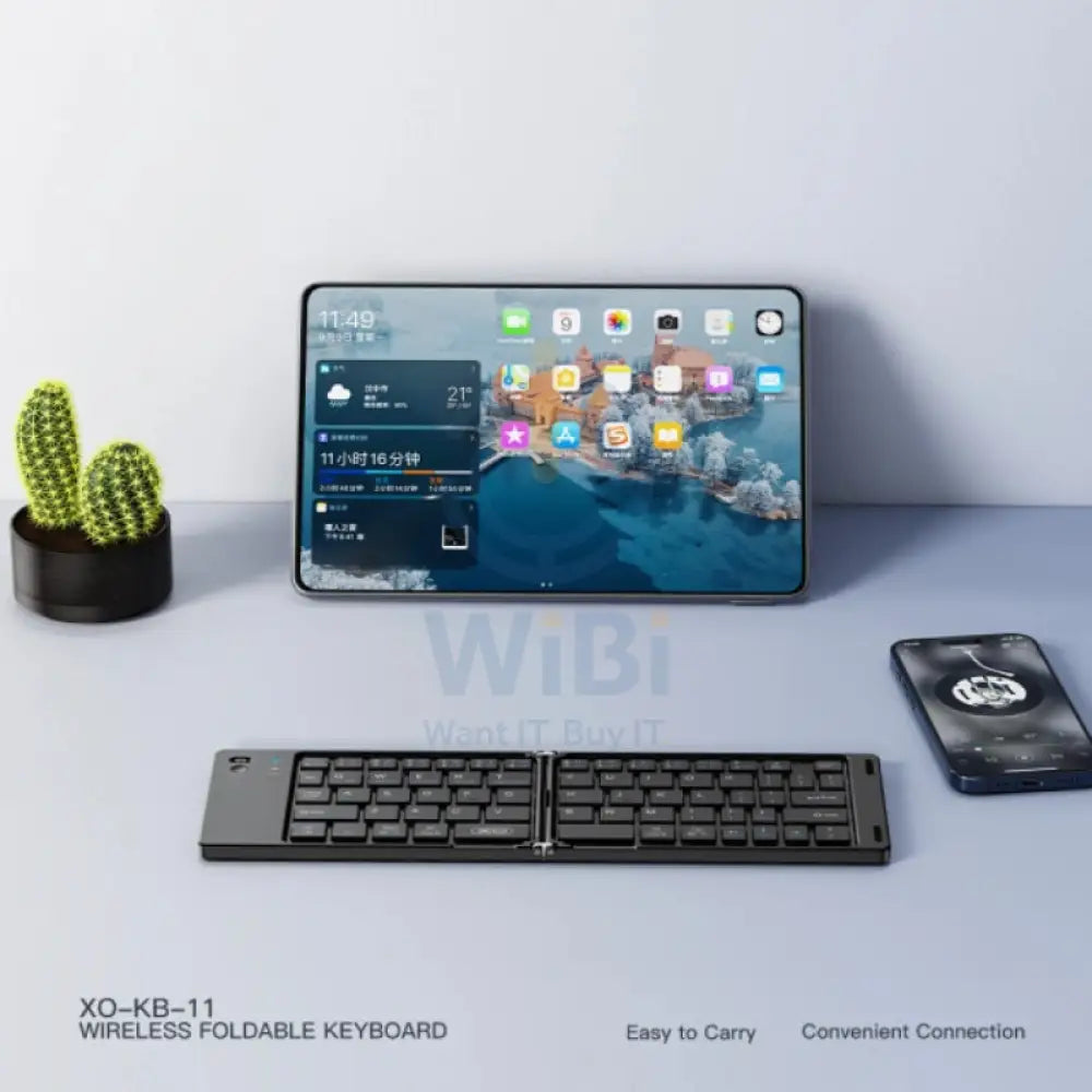XO KB-11 Wireless Folding Keyboard - Bluetooth / 150mAh / USB-C - Black Accessories > Keyboard & Mouse