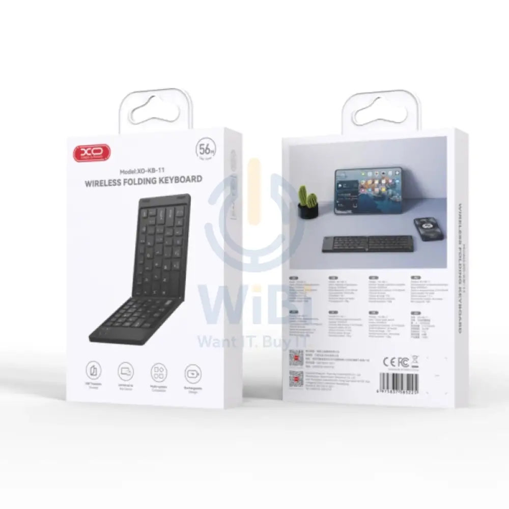 XO KB-11 Wireless Folding Keyboard - Bluetooth / 150mAh / USB-C - Black Accessories > Keyboard & Mouse