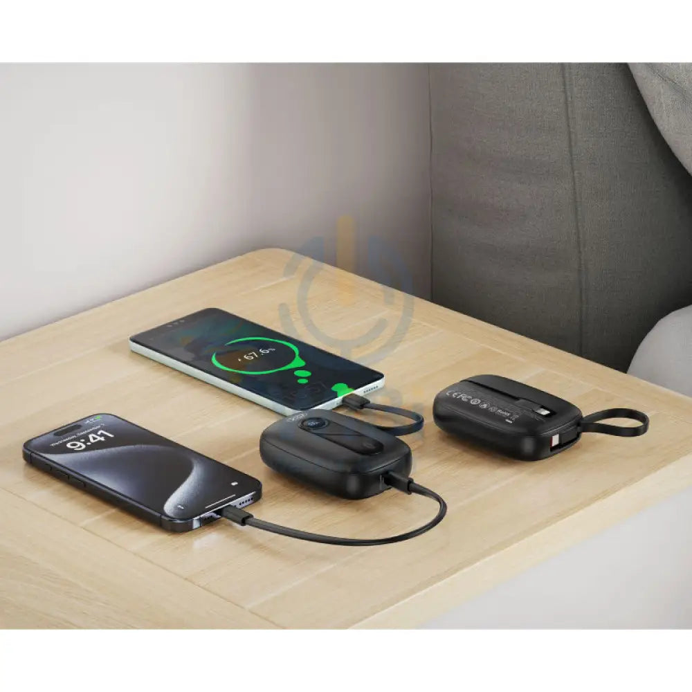 XO Mini Built-In-Cable Power Bank - 10,000mAh / 22.5W / Black Accessories > Power Bank > Offer Zone