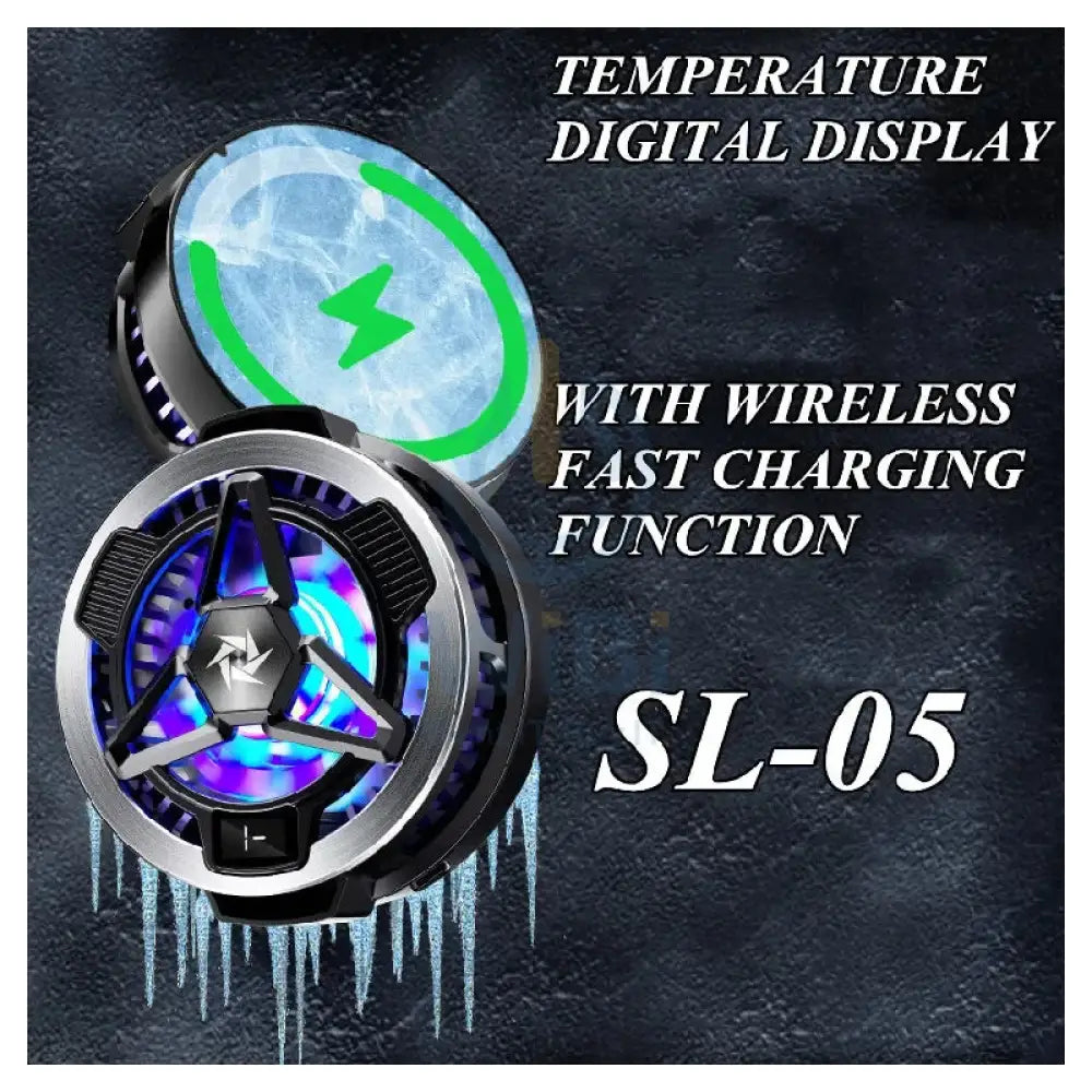 XO SL05 Mobile Magnetic Semiconductor Cooling Fan with Wireless Charging - Black Accessories > Mobiles & Tablets