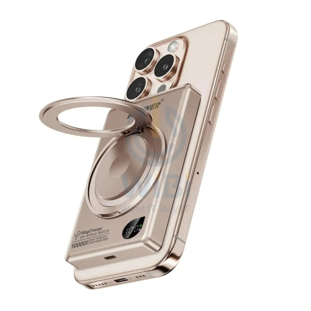 بنك طاقة باور 6 في 1 لاسلكي 6 في 1 لاسلكي ألترا طاقة مع حامل بنك - 10000 مللي أمبير/ 20 واط/ تيتانيوم الصحراء اكسسوارات بنك