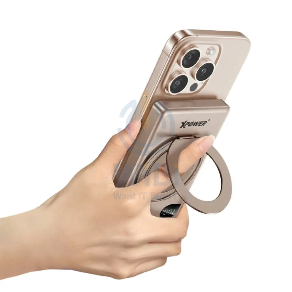 بنك طاقة باور 6 في 1 لاسلكي 6 في 1 لاسلكي ألترا طاقة مع حامل بنك - 10000 مللي أمبير/ 20 واط/ تيتانيوم الصحراء اكسسوارات بنك