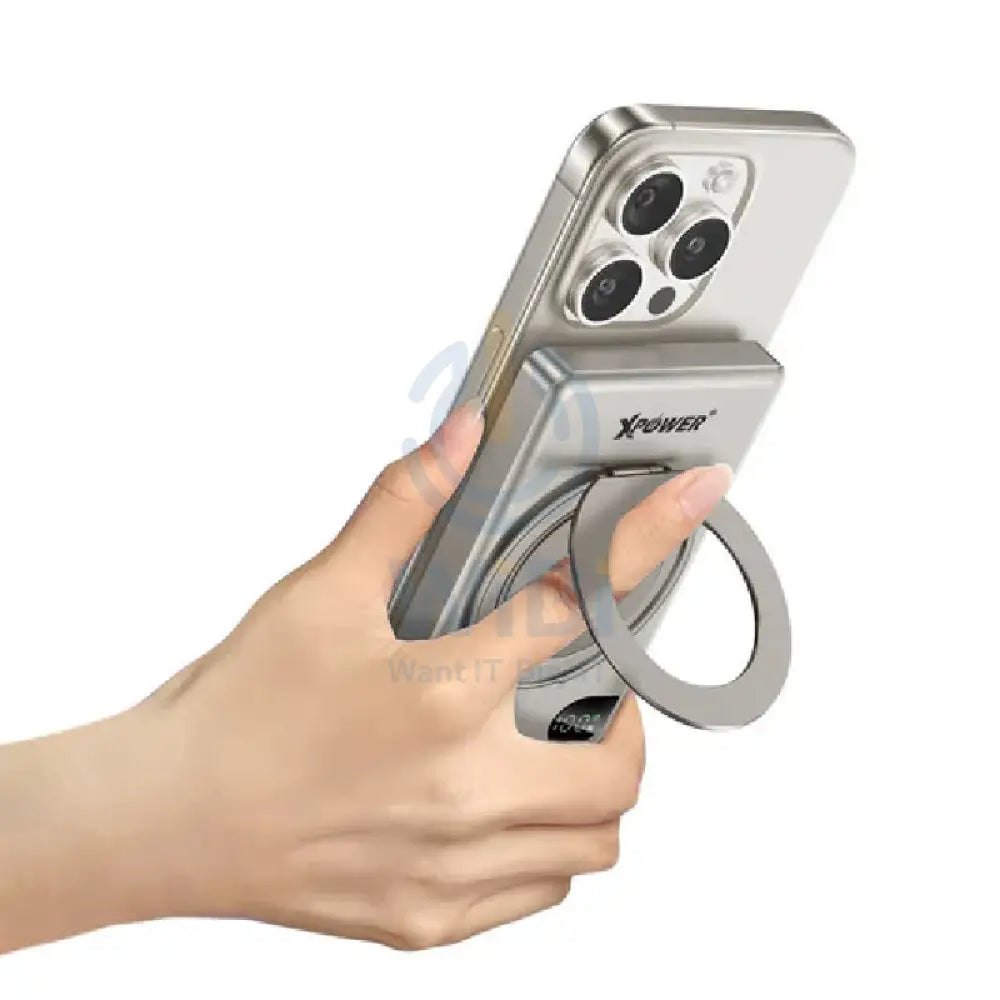 بنك إكس باور 6 في 1 لاسلكي 6 في 1 لاسلكي ألترا طاقة مع حامل بنك - 10000 مللي أمبير/ 20 واط / تيتانيوم اكسسوارات > بنك طاقة