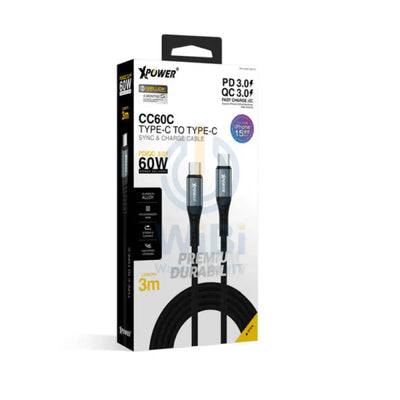 XPower CC60C Type-C Cable - 3 Meter / 60W / Black Accessories > Cables & Converters > Cables