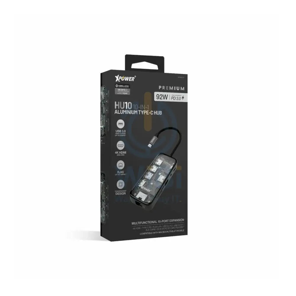 XPower HI10 10 In 1 Type-C Hub - 92W / Transparent Grey Accessories > USB Hub > Offer Zone