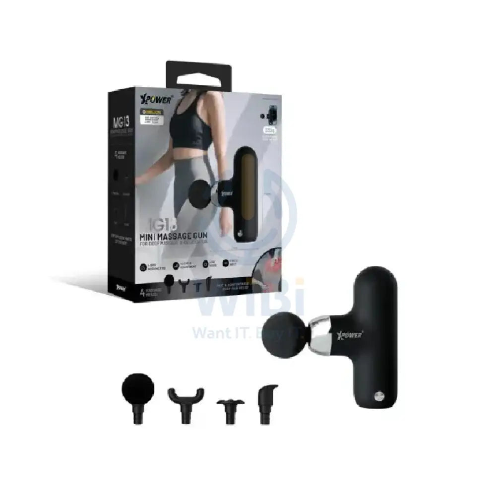 XPower MG13 Mini Massage Gun With 4-Head Massage - Black Accessories > Smart Devices