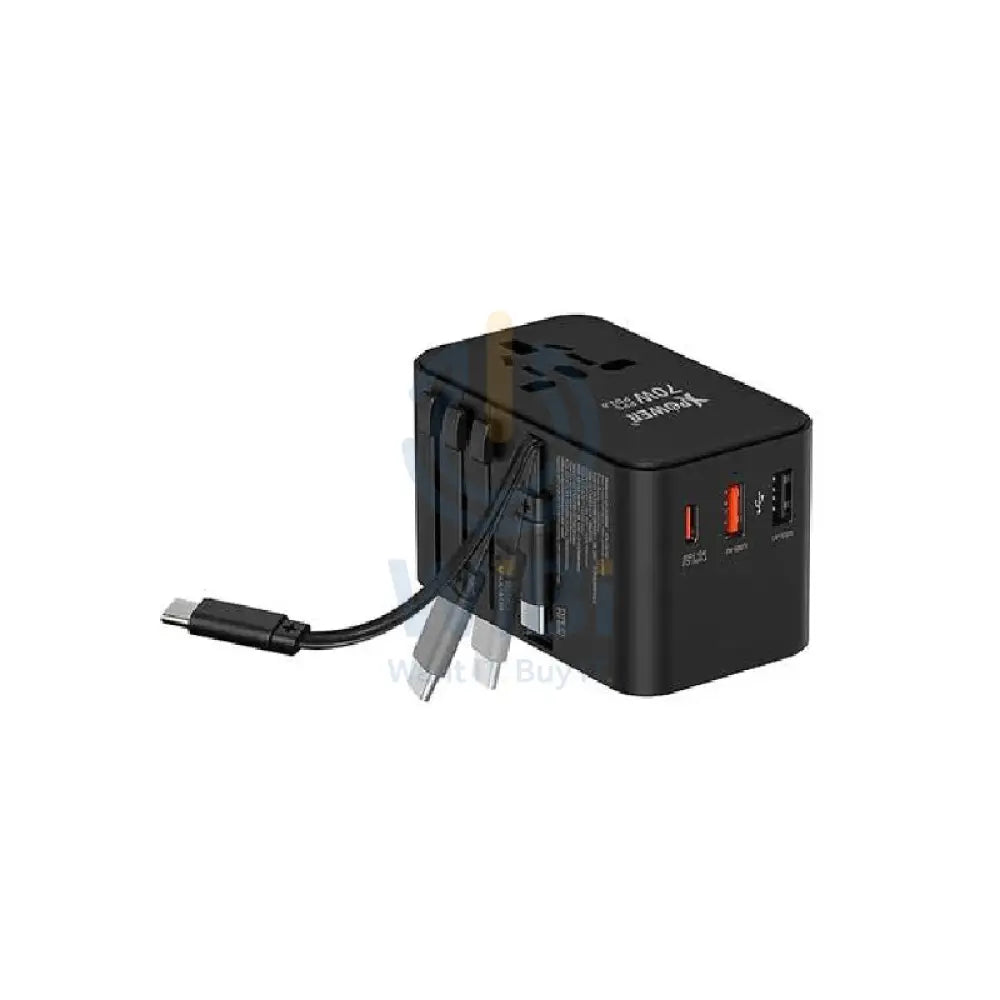 XPower TA70C Built-in Cable PD + PPS GaN Travel Adapter - 70W / Black Accessories > Power Adapters > Offer Zone