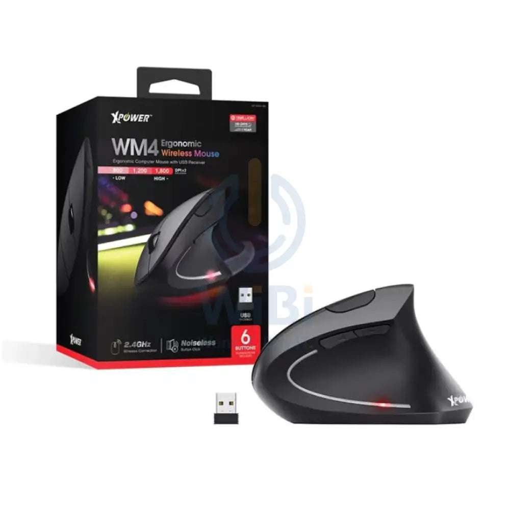XPower WM4 Ergonomic Wireless Vertical Mouse - 1800 DPI / Black Accessories > Keyboard & Mouse