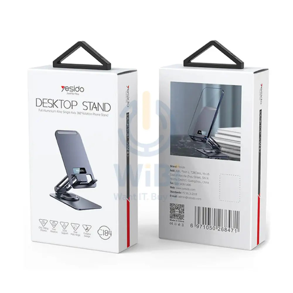 Yesido C184 360 Rotating Aluminum Alloy Folding Phone Holder - Space Gray Accessories > Mobiles & Tablets > Mobiles >