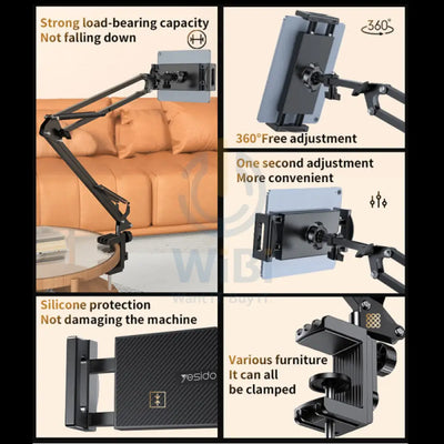 Yesido C296 Multi Adjustable Lazy Phone & Tablet Holder - Black Accessories > Mobiles & Tablets > Mobiles > Mobile