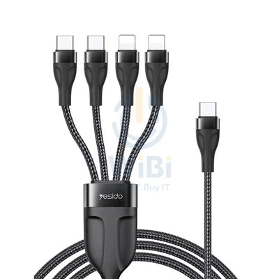 Yesido CA110 4 in 1 Charging Data Cable | Type-C to 2 TC + 2 IP Mobile Phone Charging Cable Accessories > Cables &