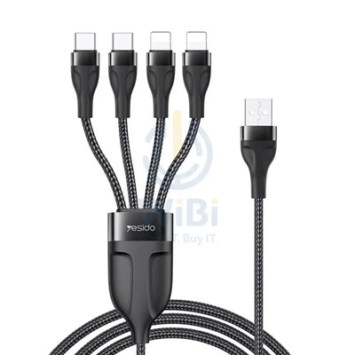 Yesido CA111 4 in 1 Wire Mobile Phone Charger Data Cable - 1.2M / USB / Type-C - Black Accessories > Cables &