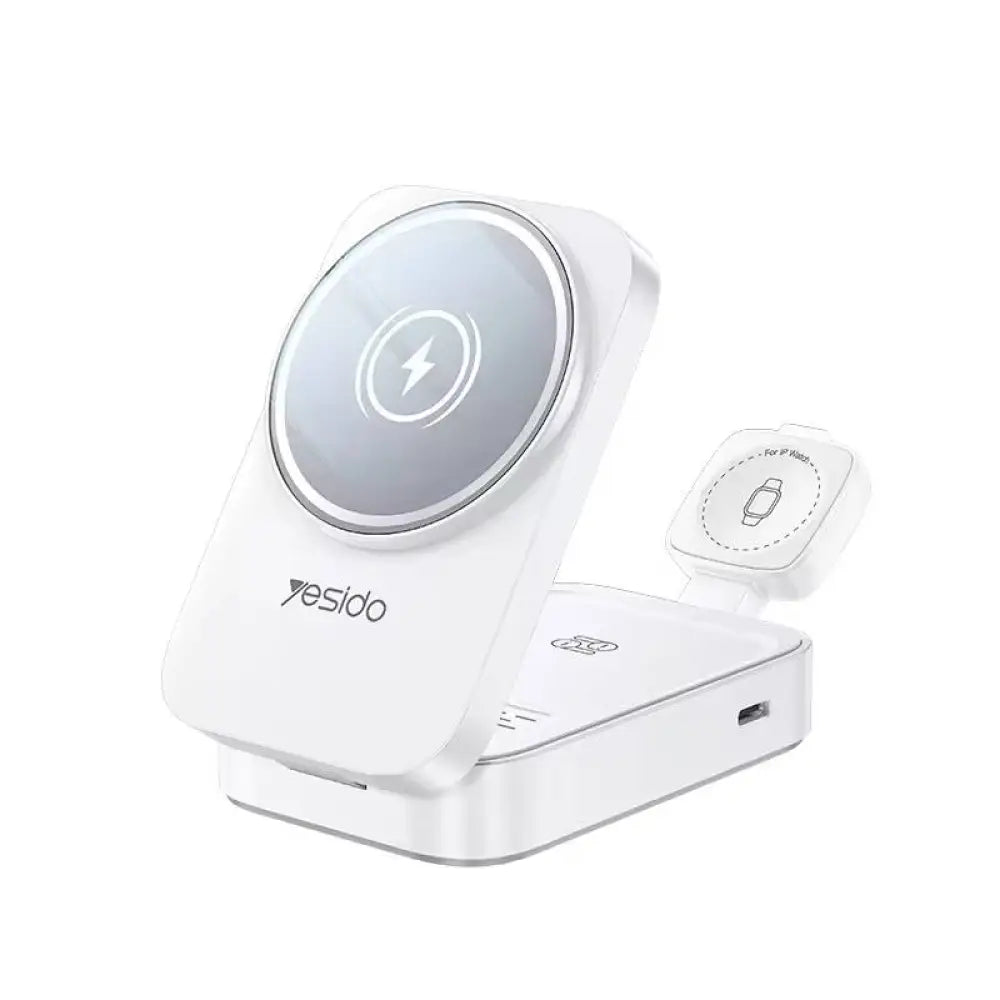 Yesido DS27 3-in-1 Desktop Wireless Charger - 15W / White Accessories > Power Adapters