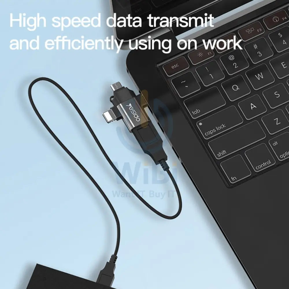 Yesido GS15 3 in 1 USB Flash Disk OTG Adapter - 3CM / USB / Type-C / Micro / Lightning - White Accessories > Cables &