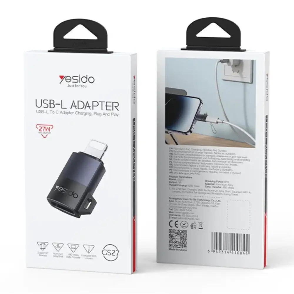 Yesido GS27 USB-C Charging Adapter - Lightning / Black Accessories > Cables & Converters > Converters