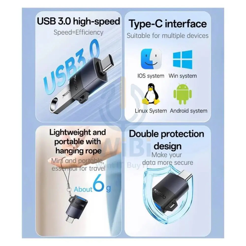 Yesido GS31 USB OTG Adapter - 18W / Type-C / Black Accessories > Cables & Converters > Converters