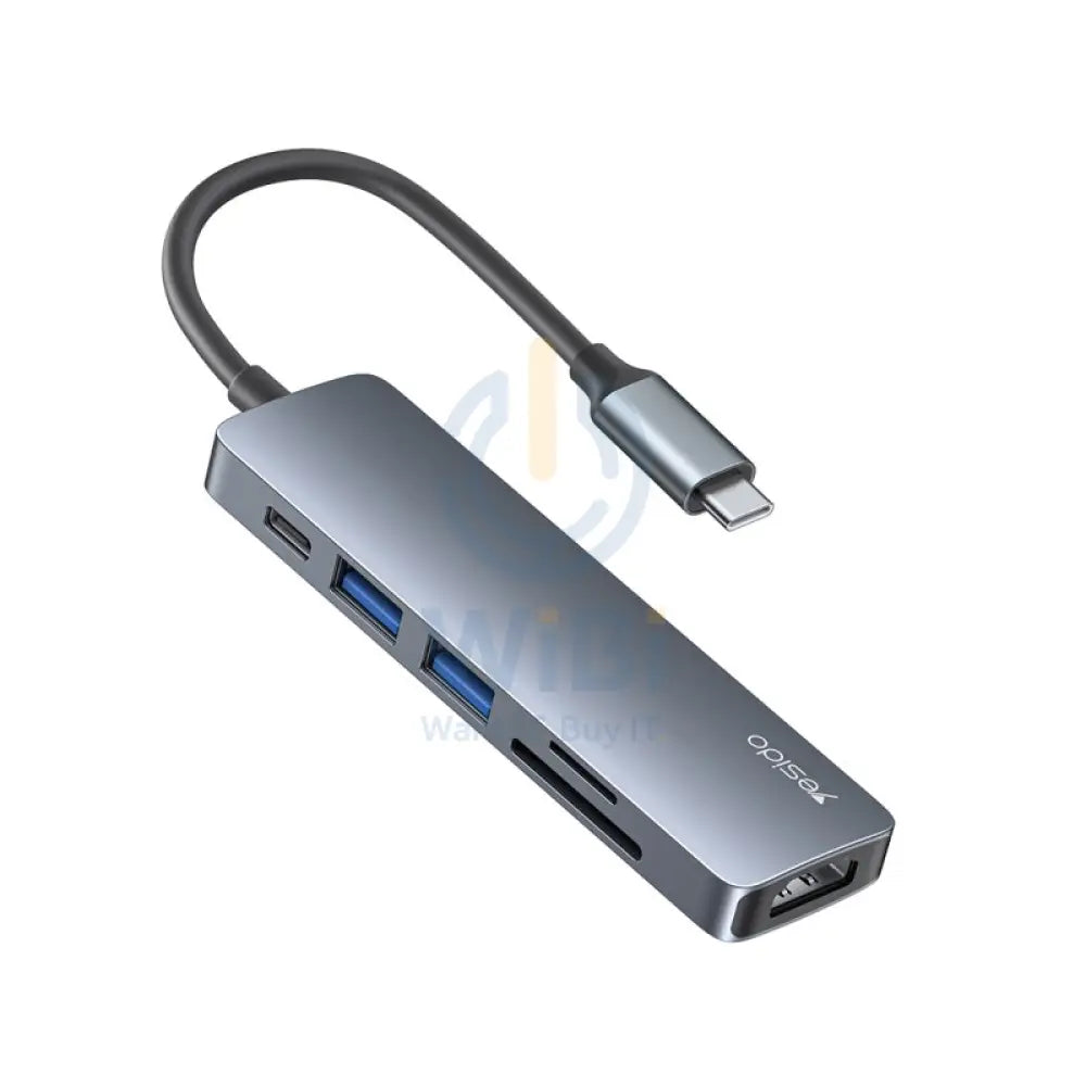 Yesido HB11 6 in 1 Multifunctional Docking Station HUB Adapter - USB-C / USB 3.0/2.0 / HDMI / PD / SD Card Accessories