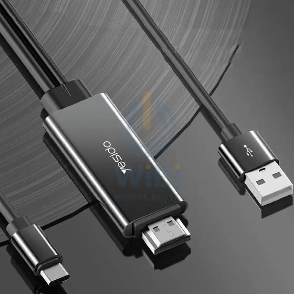 Yesido HM03 Cable Adapter - 4K / 1.8 Meter / HDMI / Type-C - Black Accessories > Cables & Converters > Cables