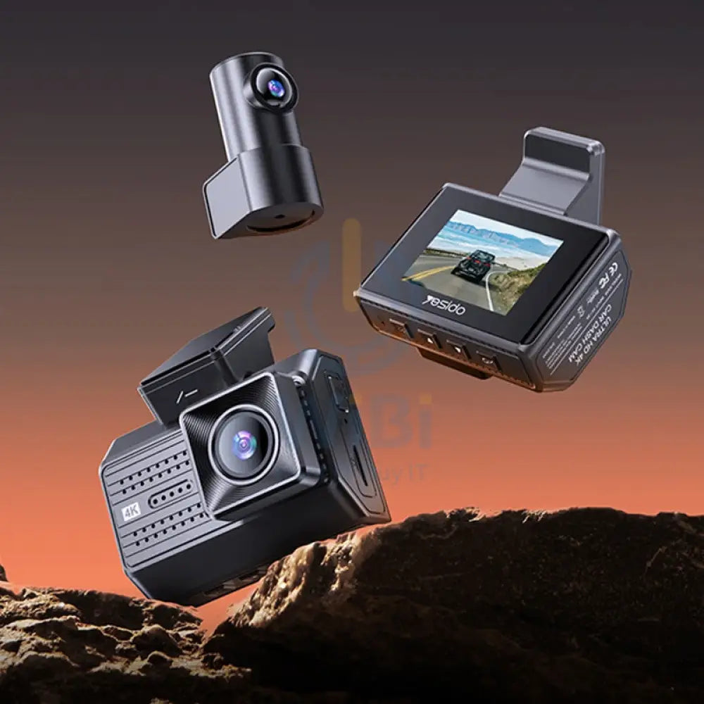 Yesido KM15 4K + IK Dual Dash Camera - 2’’ IPS / 3840 Full HD / USB / Type-C / 24/7 - Black Cameras > Security Cameras