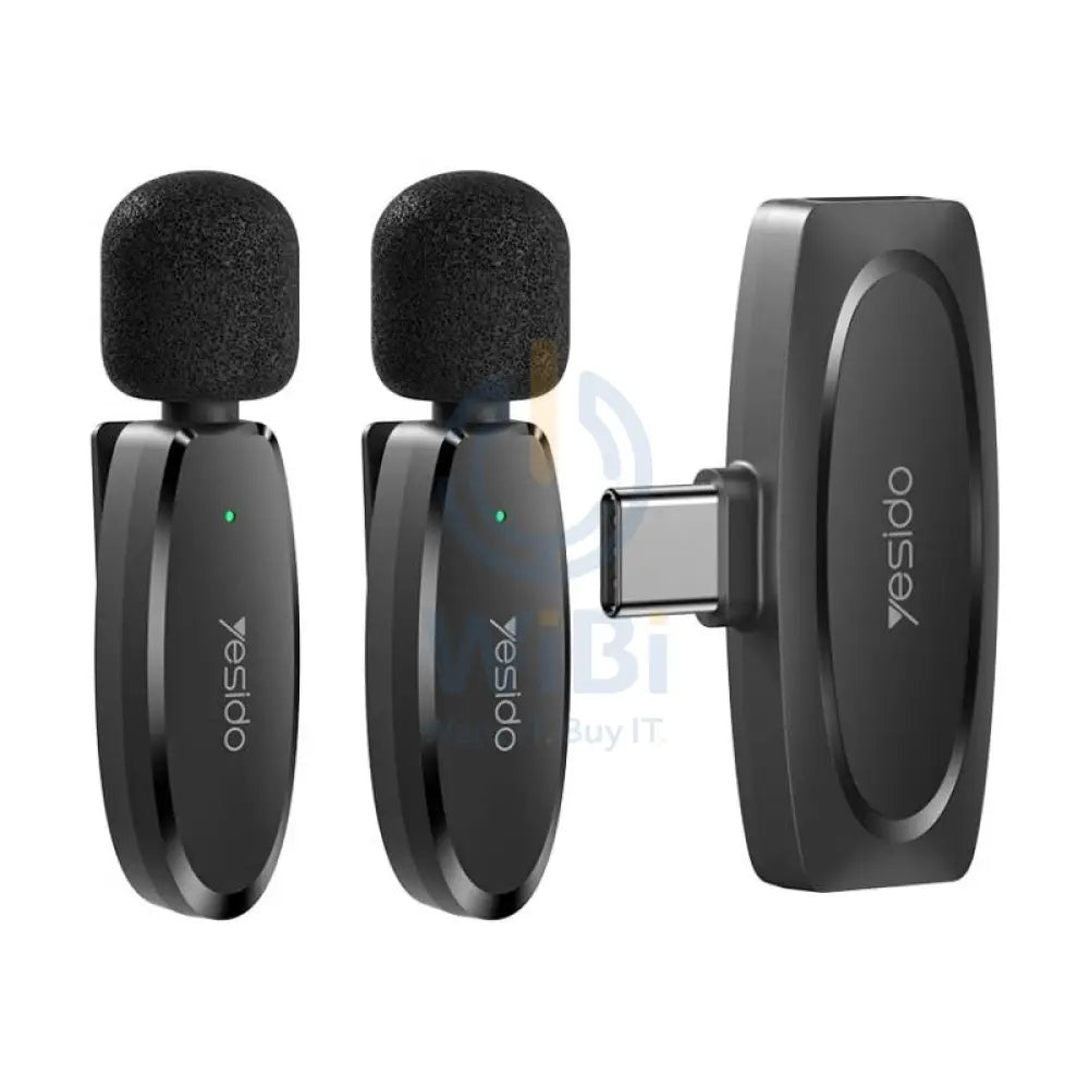 Yesido KR13 Dual Low-latency Wireless Lavalier Microphone - 2.4GHz / Wireless / USB-C - Black Accessories > Audio >