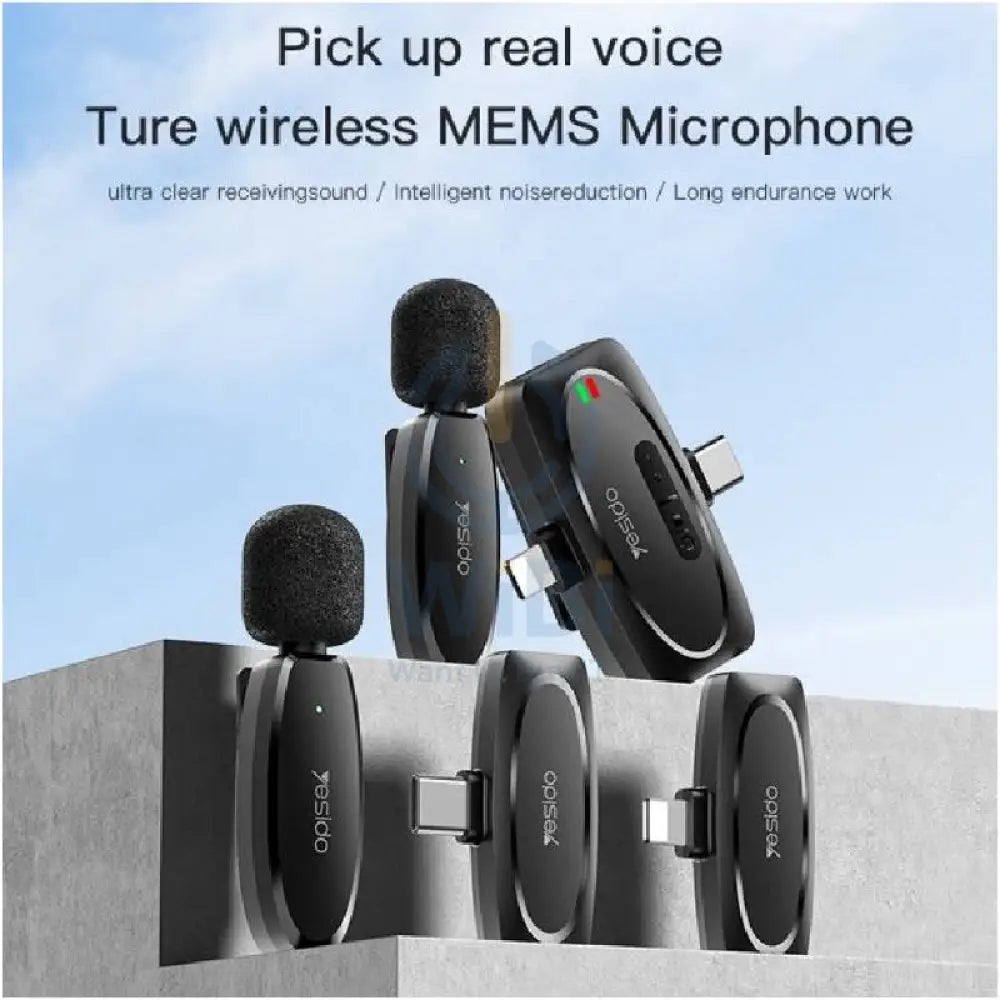 Yesido KR13 Dual Low-latency Wireless Lavalier Microphone - 2.4GHz / Wireless / USB-C - Black Accessories > Audio >