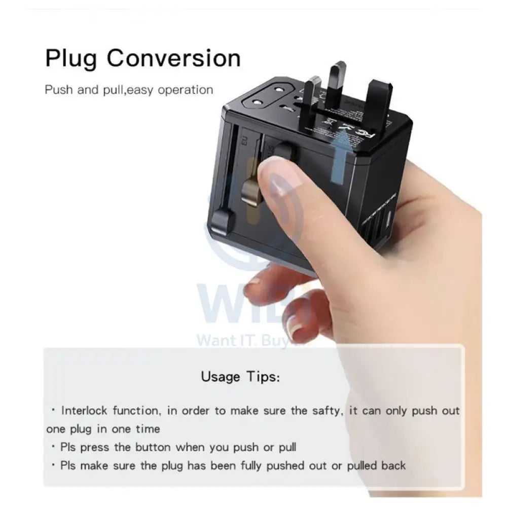 Yesido MC10 Universal Adapter - USB-C / USB-A / Black Accessories > Power Adapters