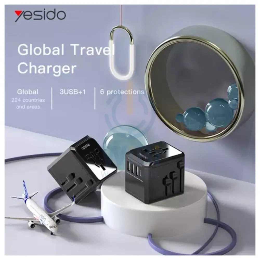 Yesido MC10 Universal Adapter - USB-C / USB-A / Black Accessories > Power Adapters