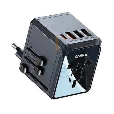 Yesido MC24 Multi-function Universal Travel Adapter Plug - USB / Type-C - Black Accessories > Power Adapters
