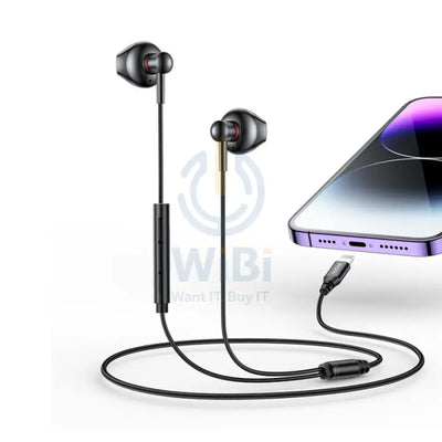 Yesido YH48 8 Pin Metal Line-Control In-Ear Wired Earphone - 1.2M / Lightning - Black Accessories > Audio > Headphones