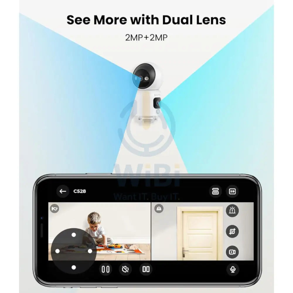 ZOSI C528D Indoor Camera With Dual Lens - 2 + 2 MP / Two-Way Audio / Human detection Cameras > Security Cameras