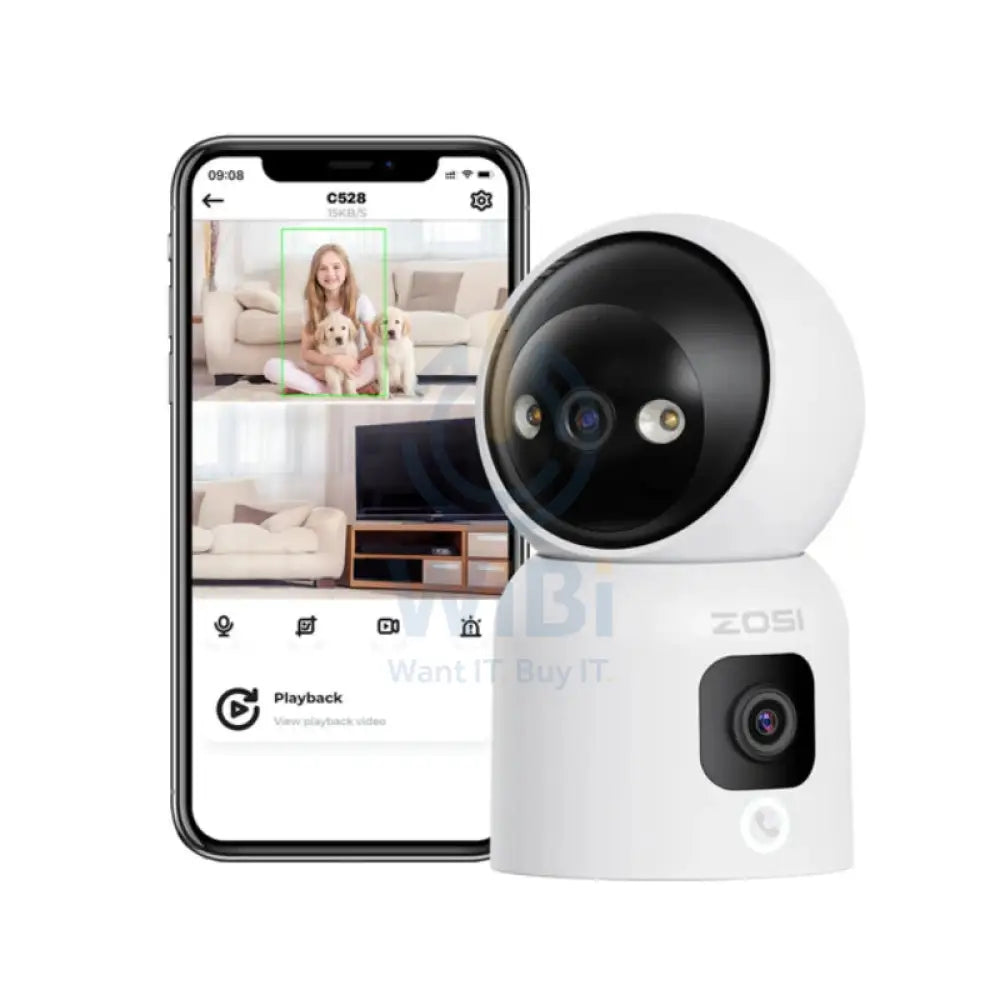ZOSI C528M Indoor Camera With Dual Lens - 3 + 3 MP / Two-Way Audio / Human detection Cameras > Security Cameras