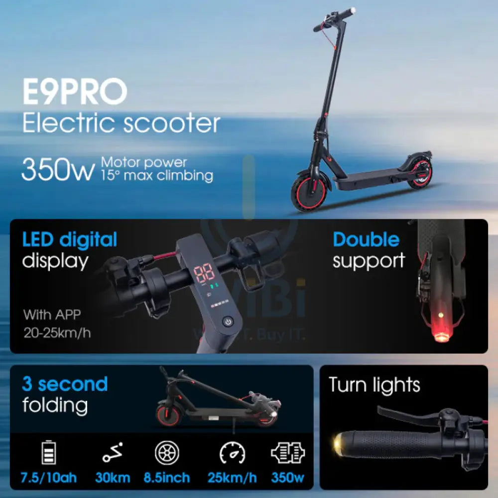 Zwheel E9Pro Foldable Electric Scooter - 8.5-inch / 30 KM / 350W Accessories > Smart Devices > Electric Scooter